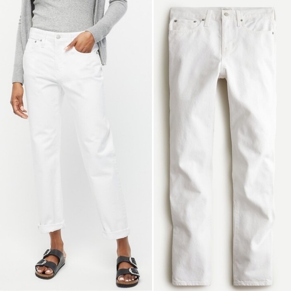 J. CrewSlouchy Boyfriend Jeans White 32 Tall AV946
